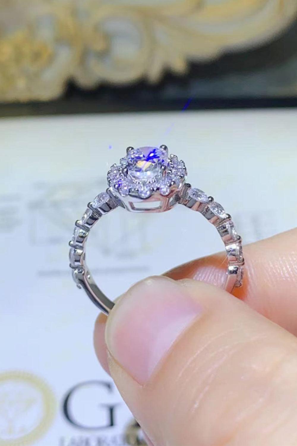 Adored 1 Carat Moissanite 925 Sterling Silver Halo Ring Carauana Store