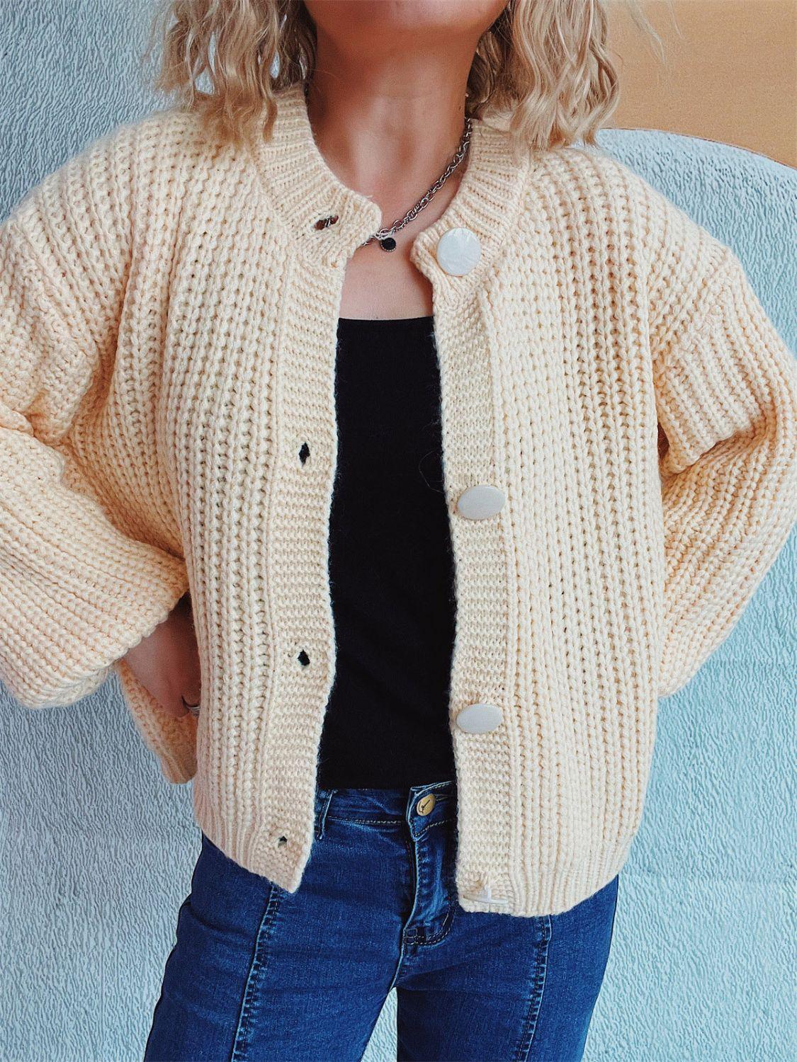 Button Up Long Sleeve Cardigan Carauana Store