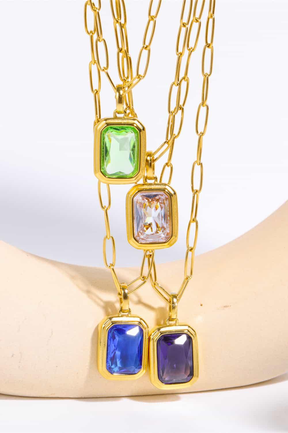 Zircon 18K Gold-Plated Geometrical Shape Pendant Necklace Carauana Store