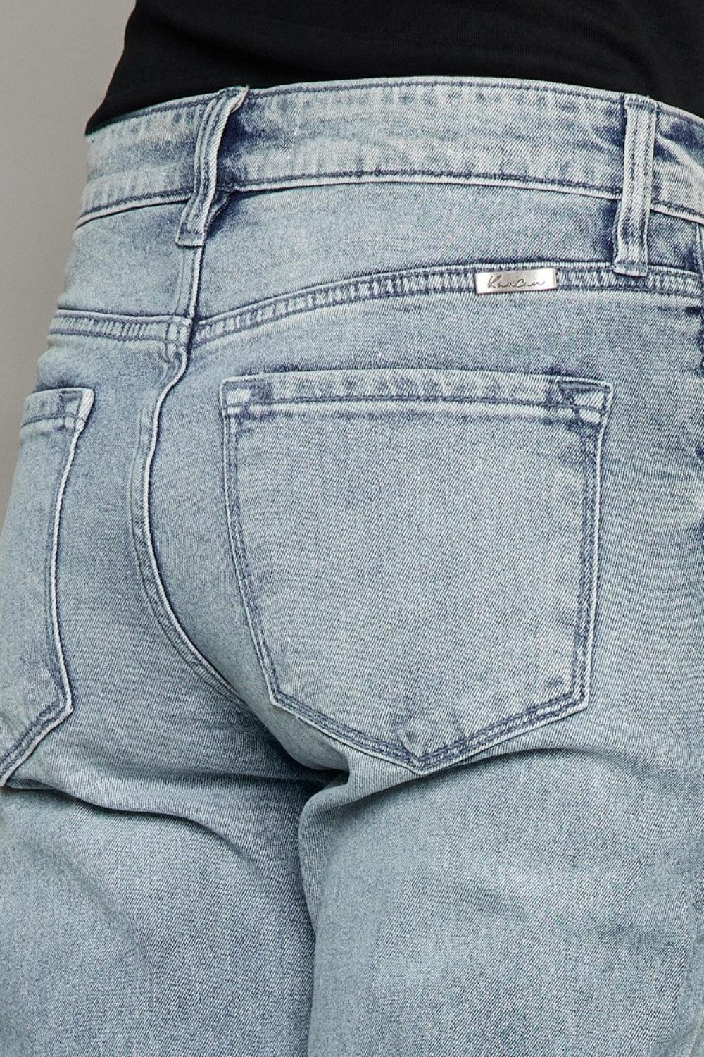 Kancan High Waist Button Fly Raw Hem Cropped Straight Jeans Carauana Store