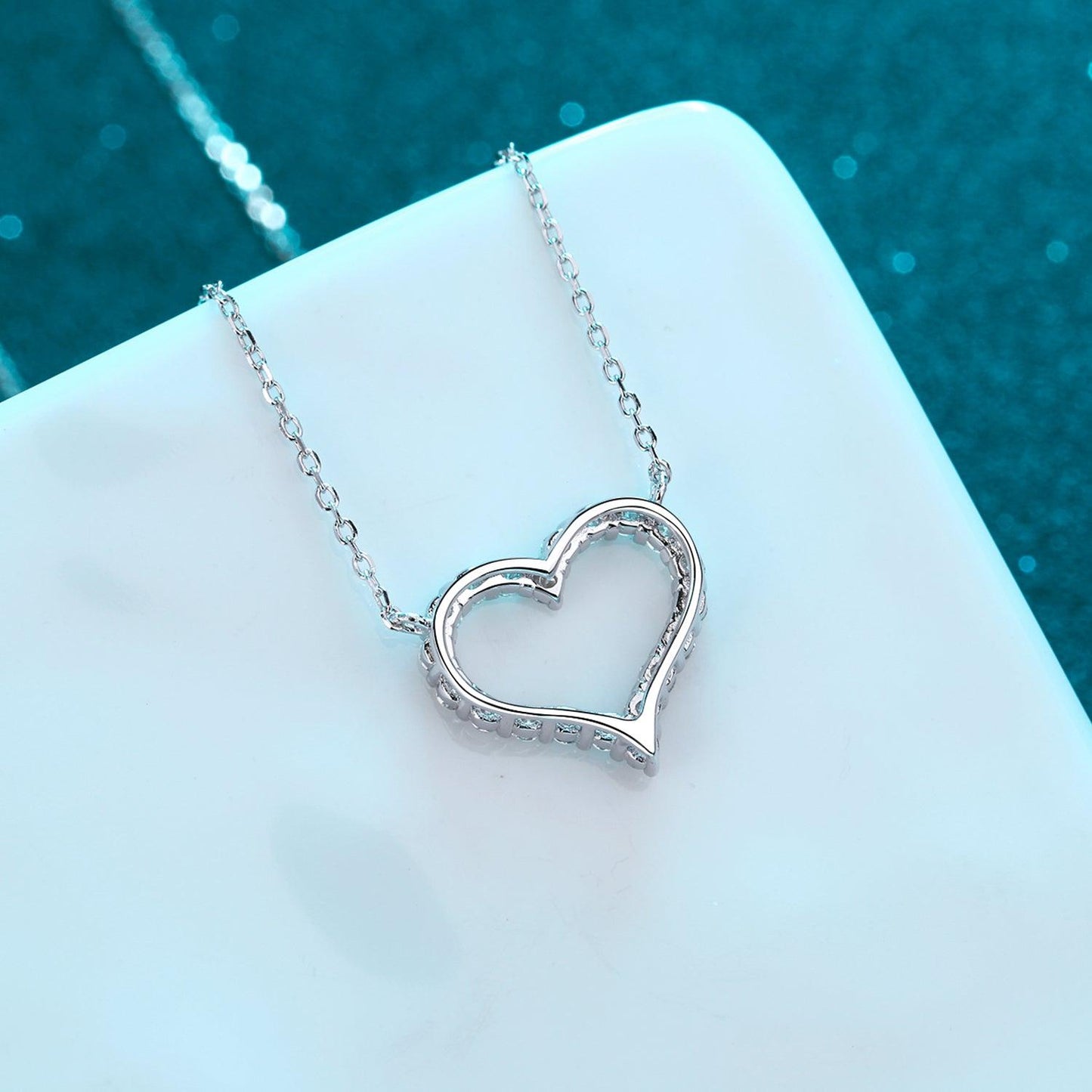 Moissanite 925 Sterling Silver Heart Shape Necklace Carauana Store