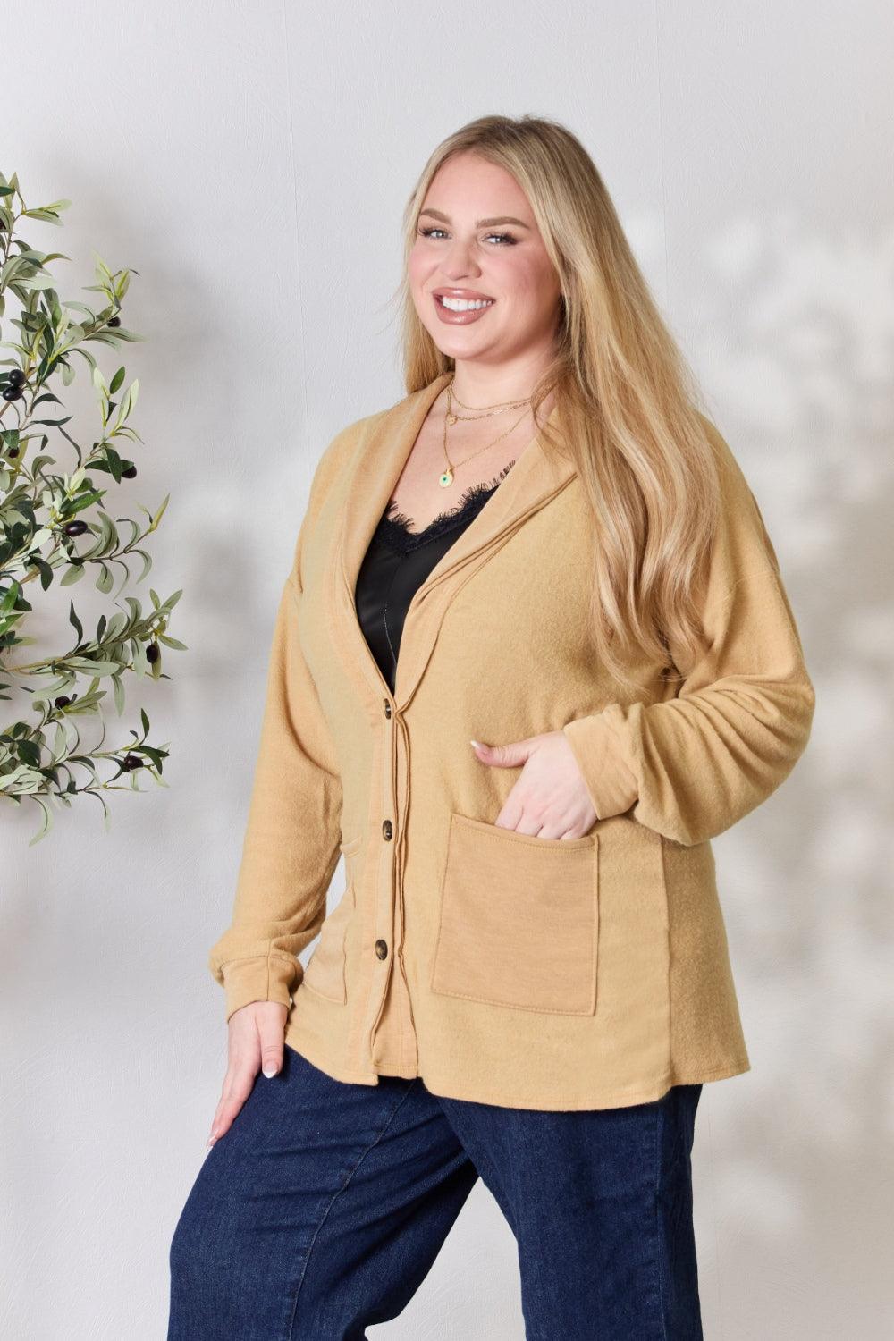 Heimish Full Size Button Up Long Sleeve Cardigan Carauana Store