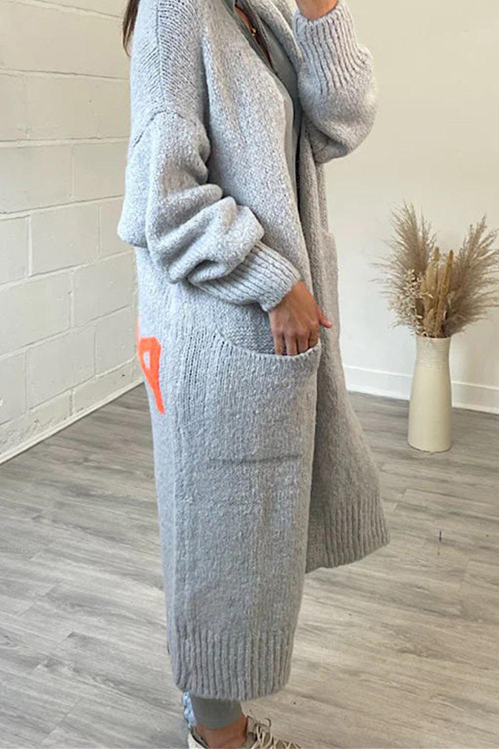 Peace Sign Long Sleeve Cardigan Carauana Store