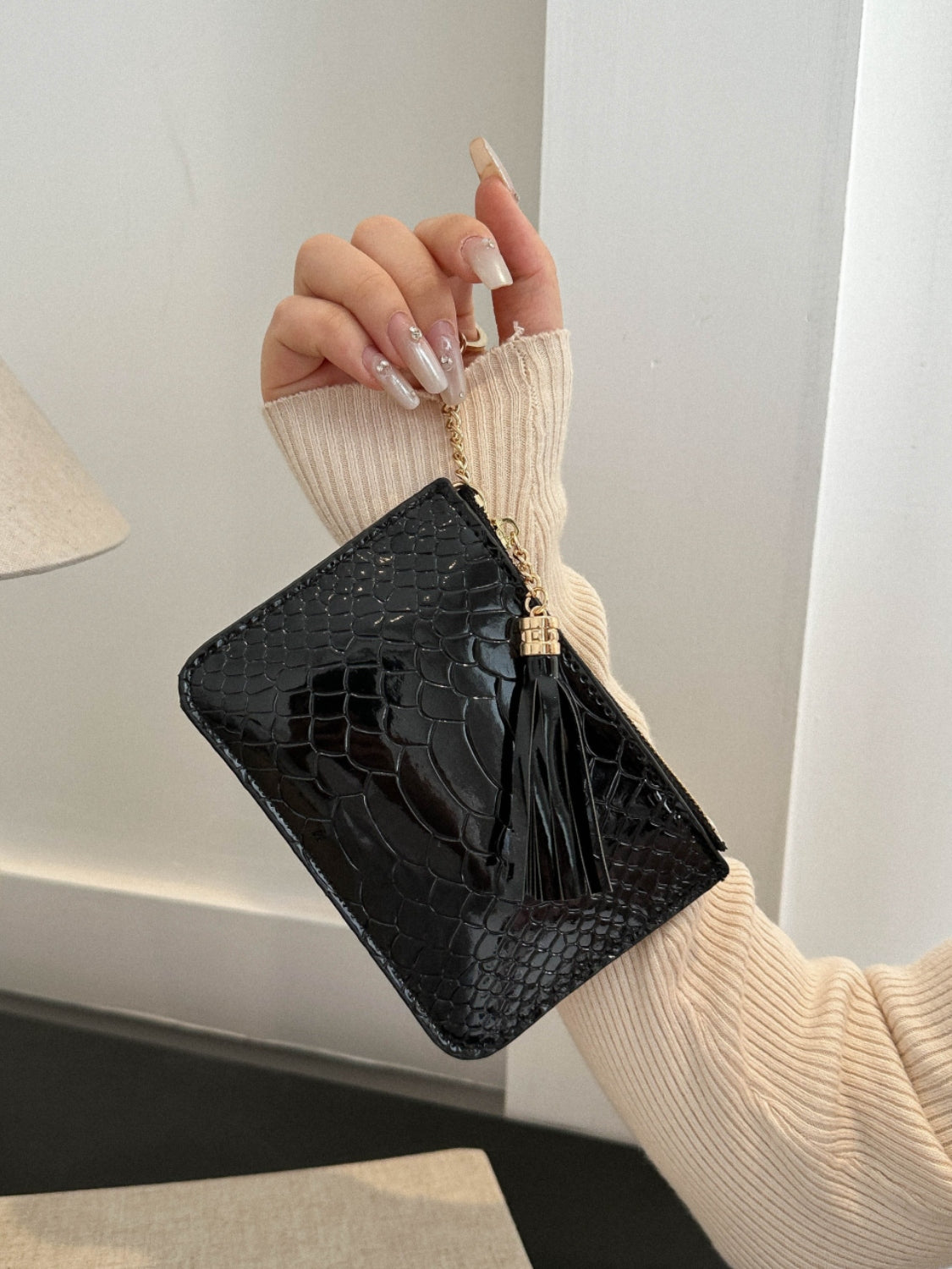 PU Leather Tassel Trim Card Case Carauana Store
