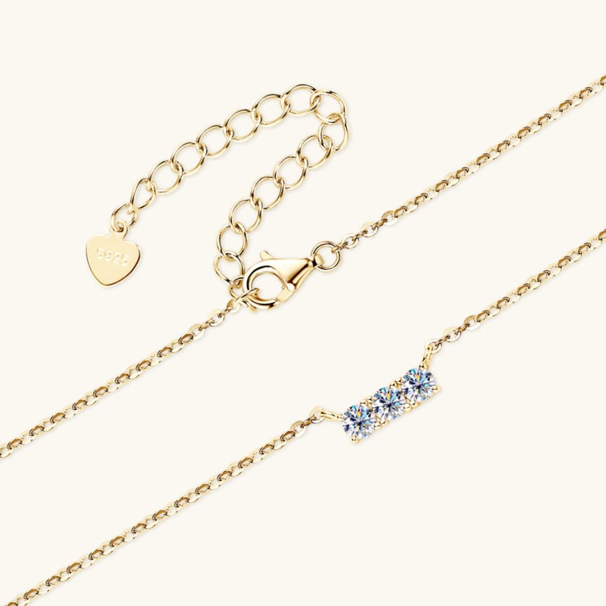 925 Sterling Silver Inlaid Moissanite Bar Necklace Carauana Store