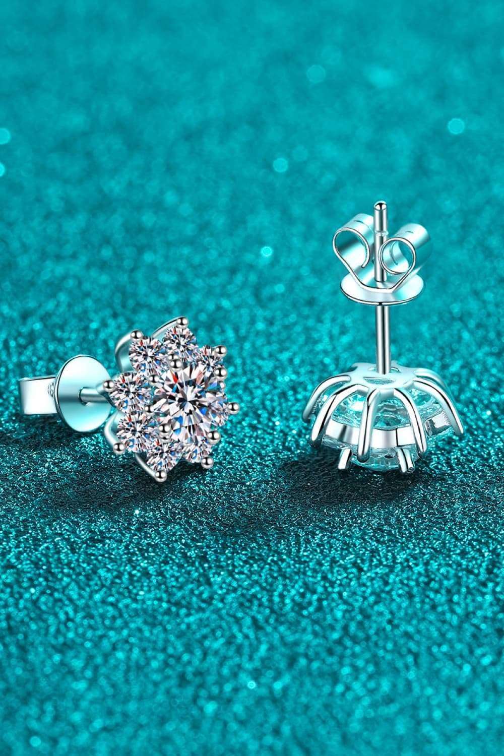 1 Carat Moissanite 925 Sterling Silver Flower Earrings Carauana Store