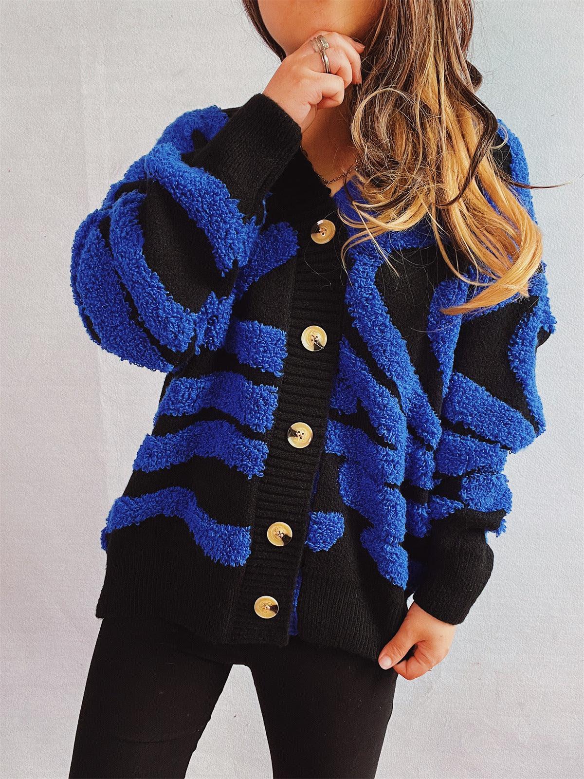 Contrast Button Up Long Sleeve Cardigan Carauana Store