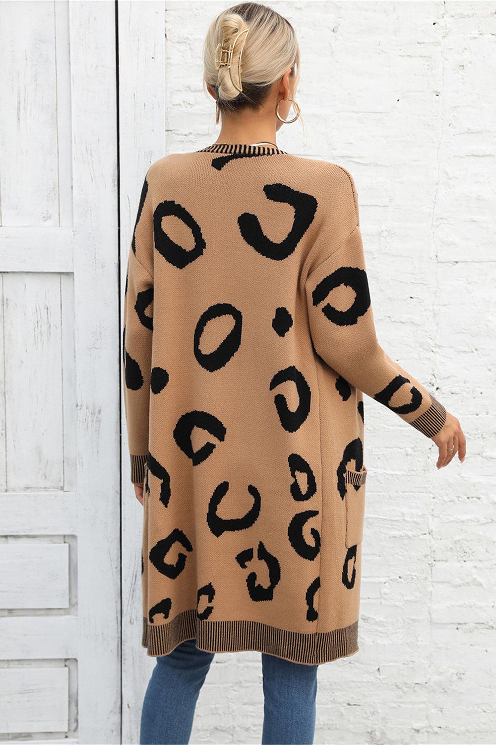 Angel Wings Printed Long Sleeve Cardigan with Pockets Carauana Store