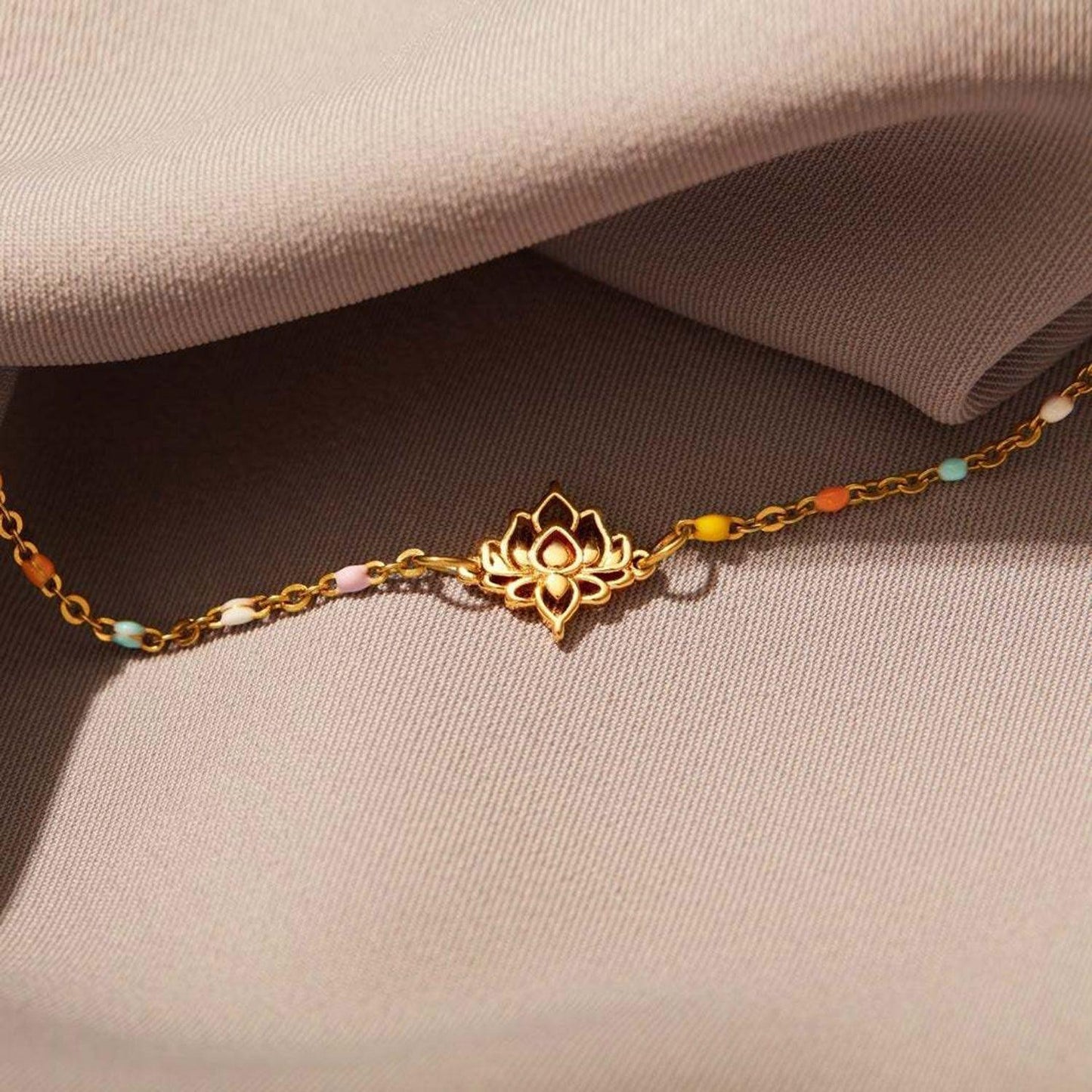 Lotus Shape 18K Gold-Plated Bead Bracelet Carauana Store