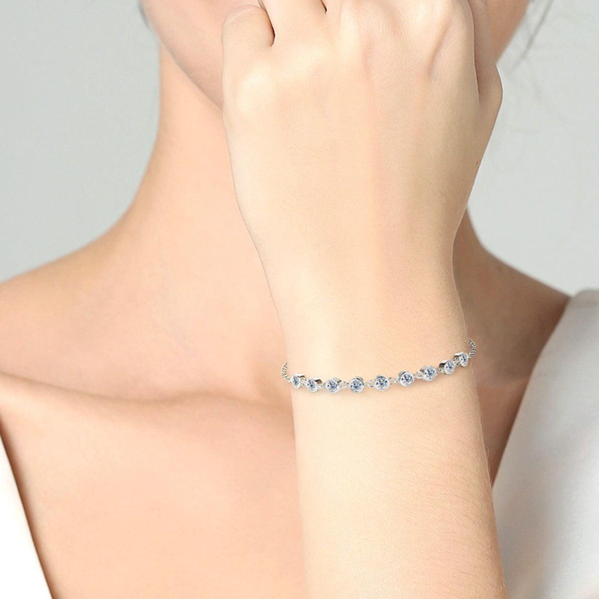 Inlaid Moissanite 925 Sterling Silver Bracelet Carauana Store