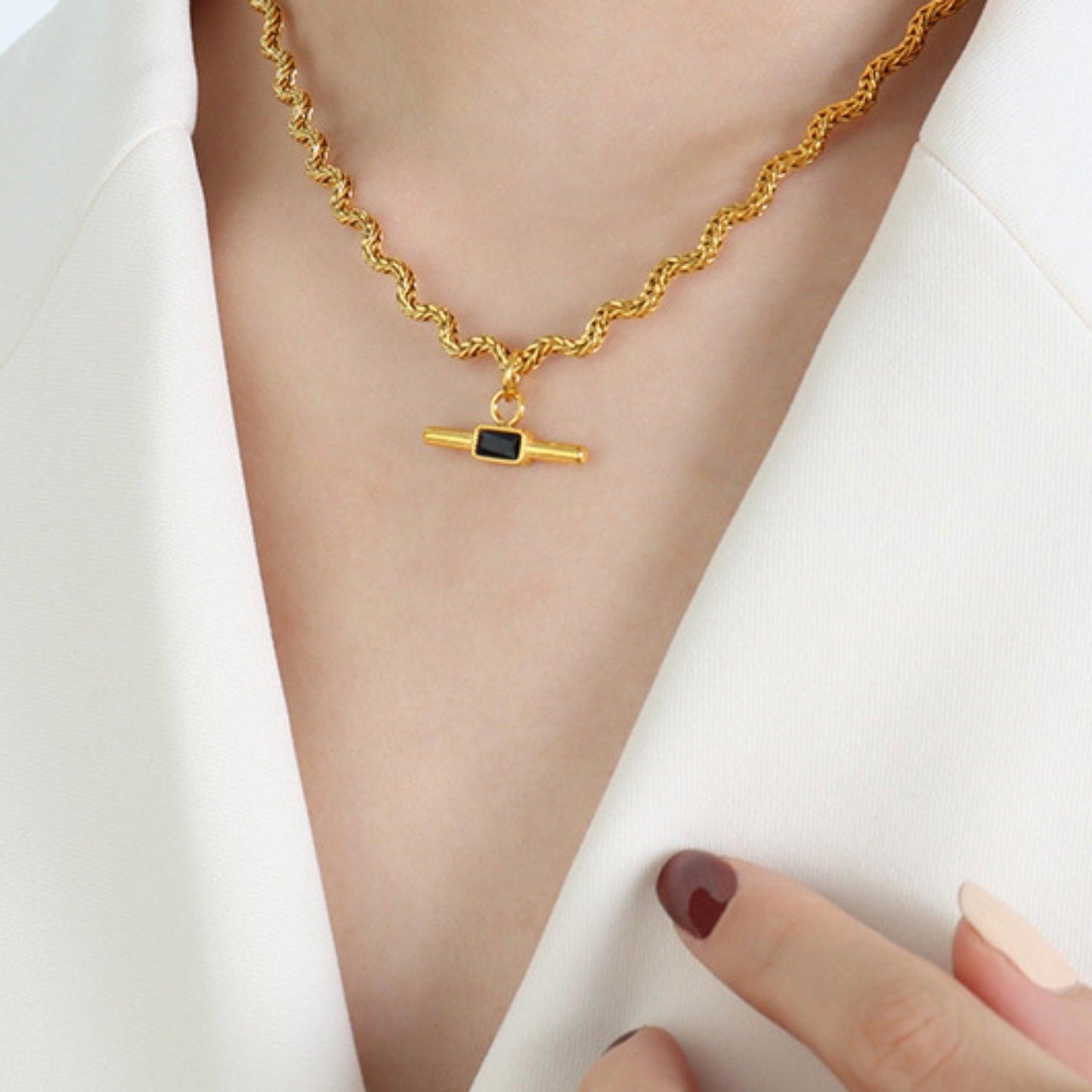 Stainless Steel Glass Cone Shaped Pendant Necklace Carauana Store