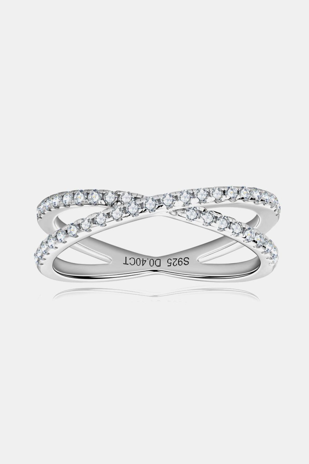 Moissanite 925 Sterling Silver Crisscross Ring Carauana Store