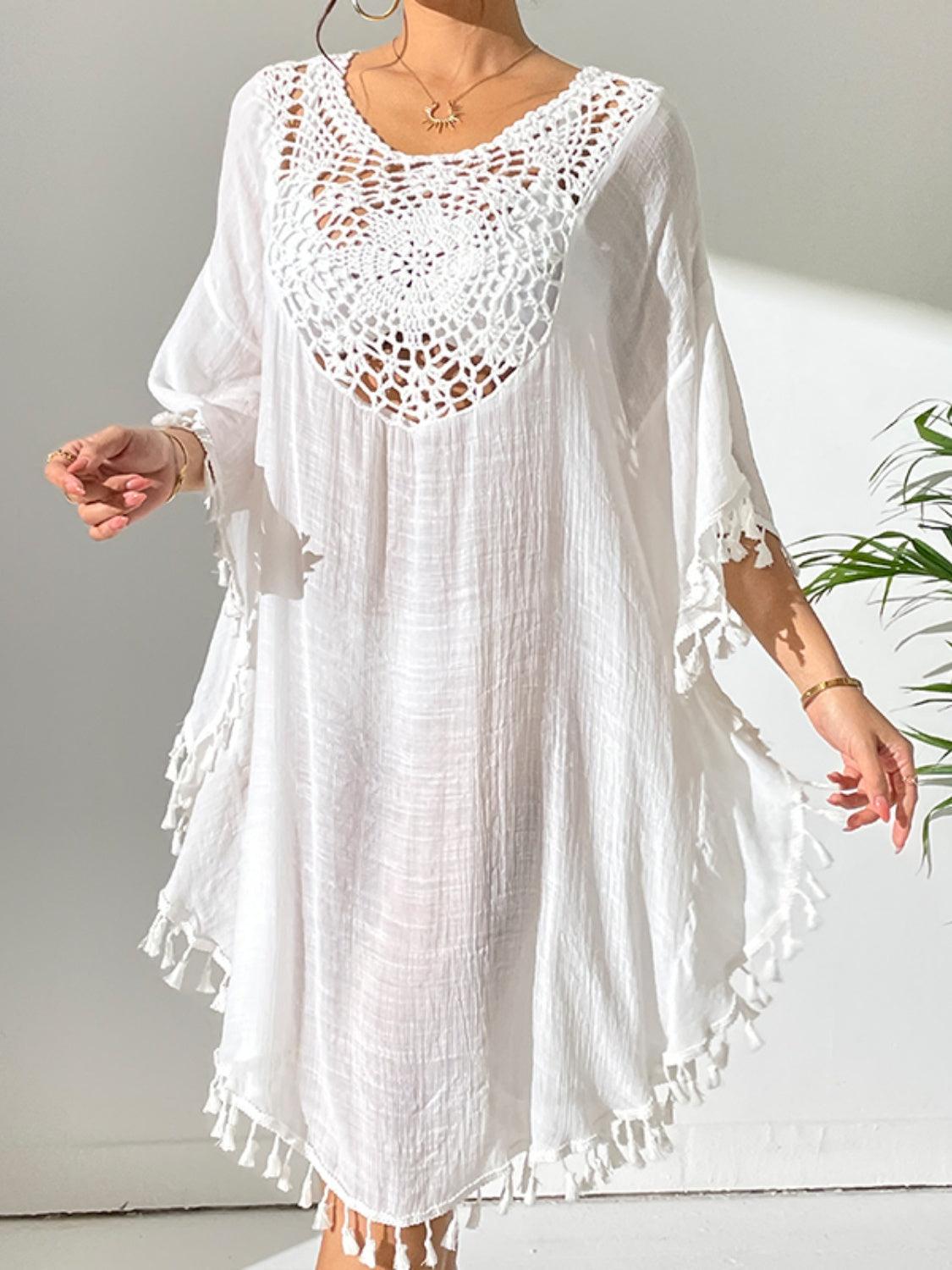 Tassel Cutout Scoop Neck Cover-Up Dress Carauana Store