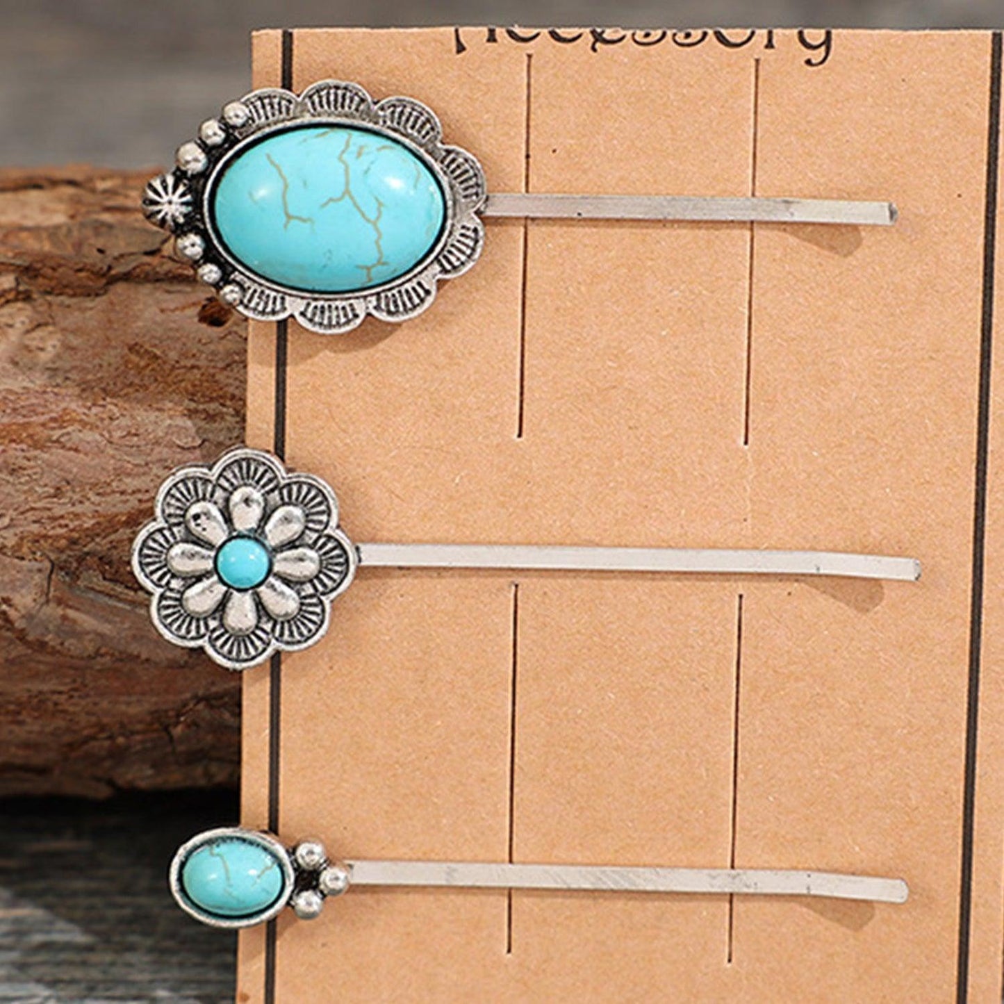 3 PCS/Set Artificial Turquoise Hair Pins Carauana Store