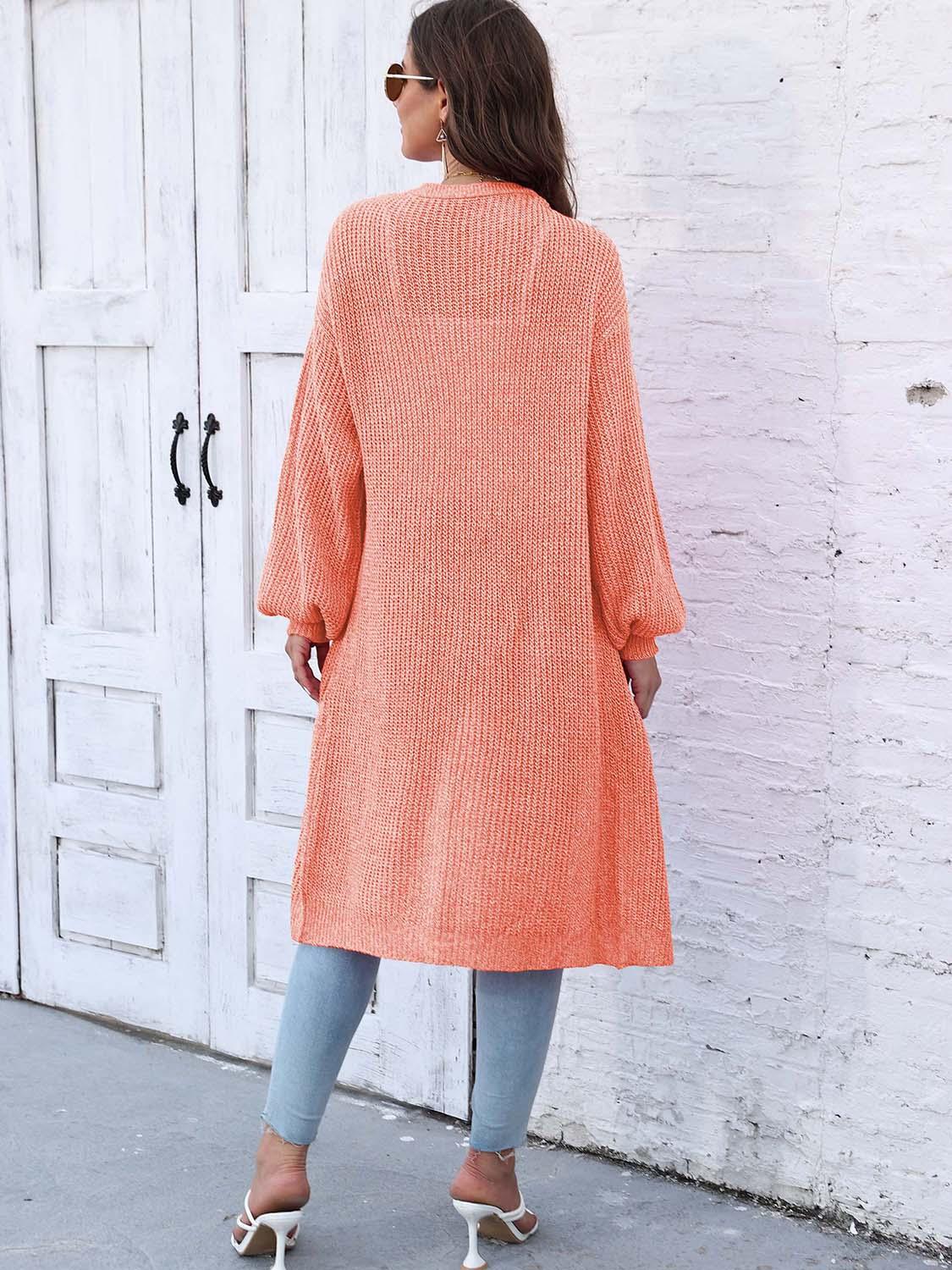 Open Front Longline Cardigan with Pockets Carauana Store