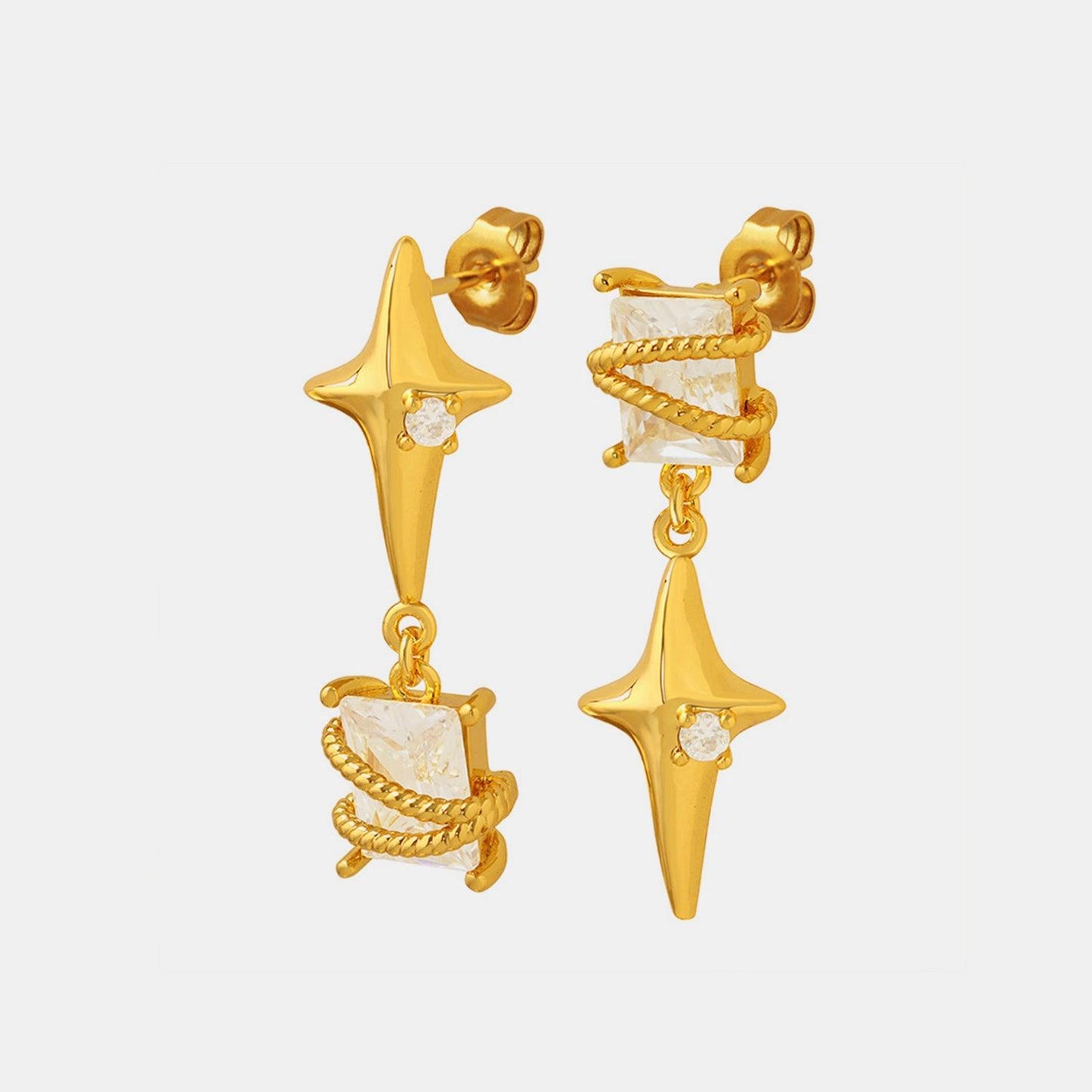 Zircon Copper Geometric Drop Earrings Carauana Store