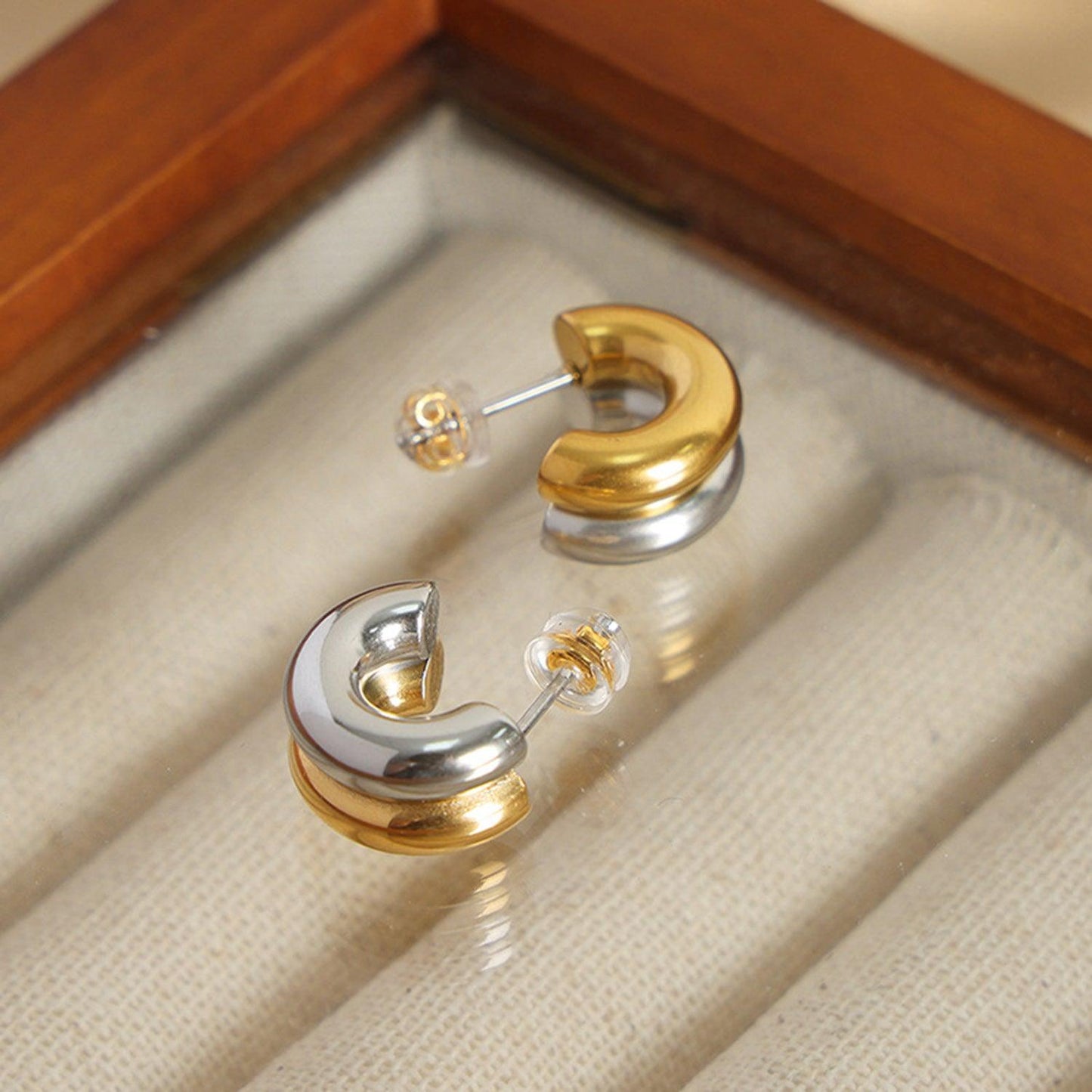 18K Gold-Plated C-Hoop Earrings Carauana Store