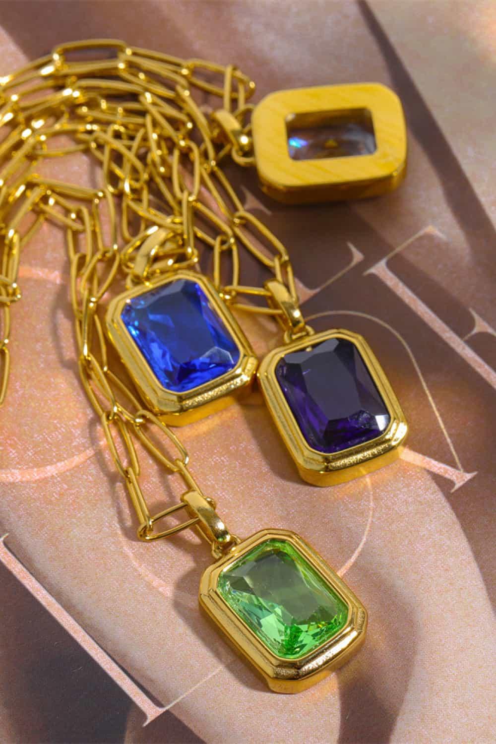 Zircon 18K Gold-Plated Geometrical Shape Pendant Necklace Carauana Store