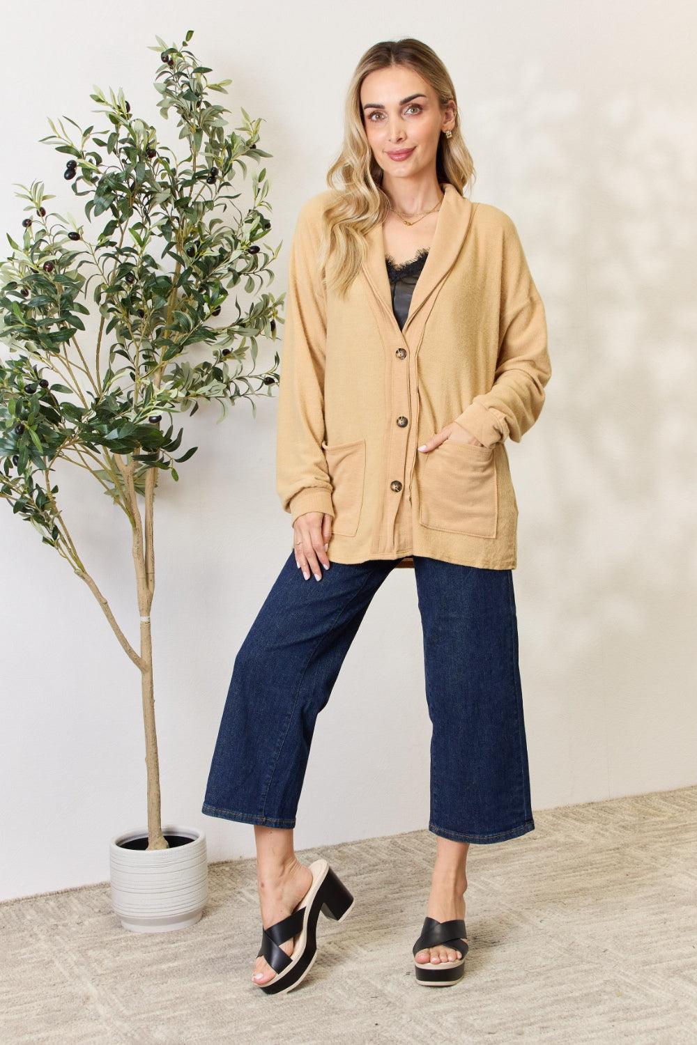 Heimish Full Size Button Up Long Sleeve Cardigan Carauana Store