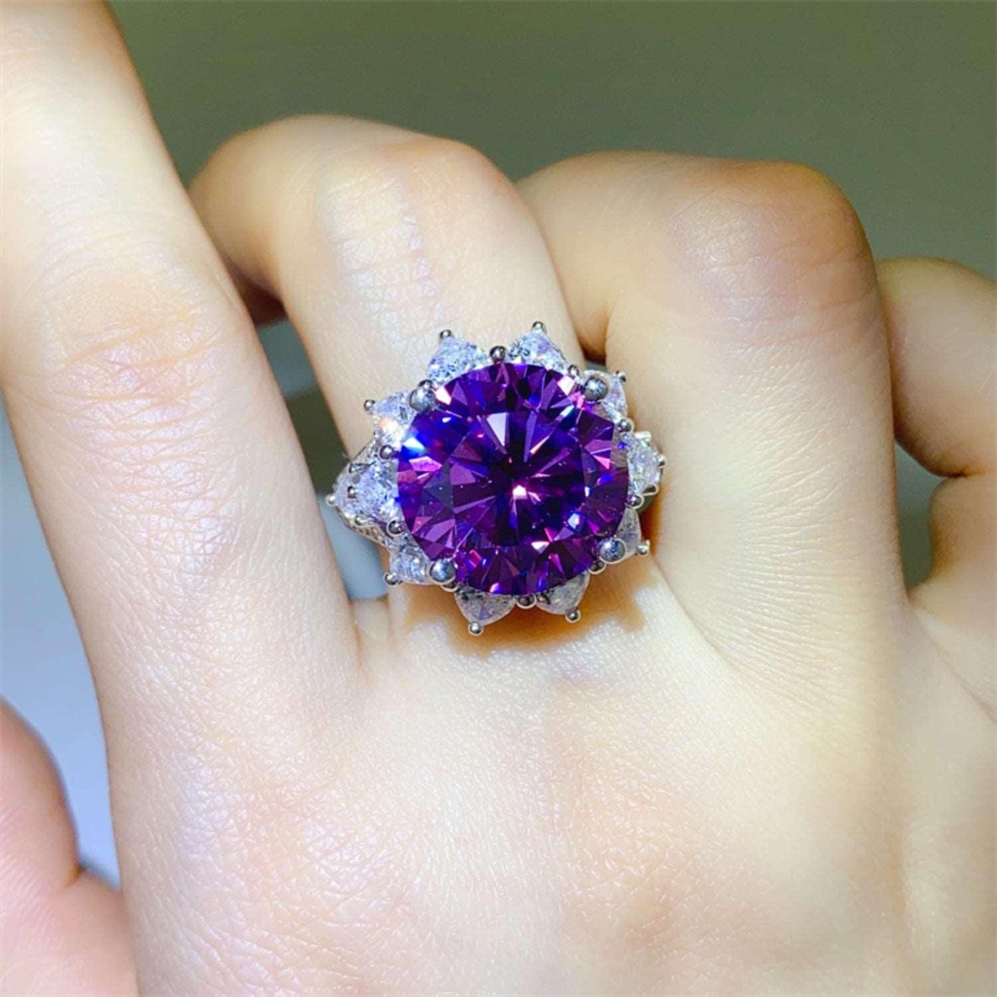 10 Carat Moissanite 925 Sterling Silver Flower Shape Ring Carauana Store