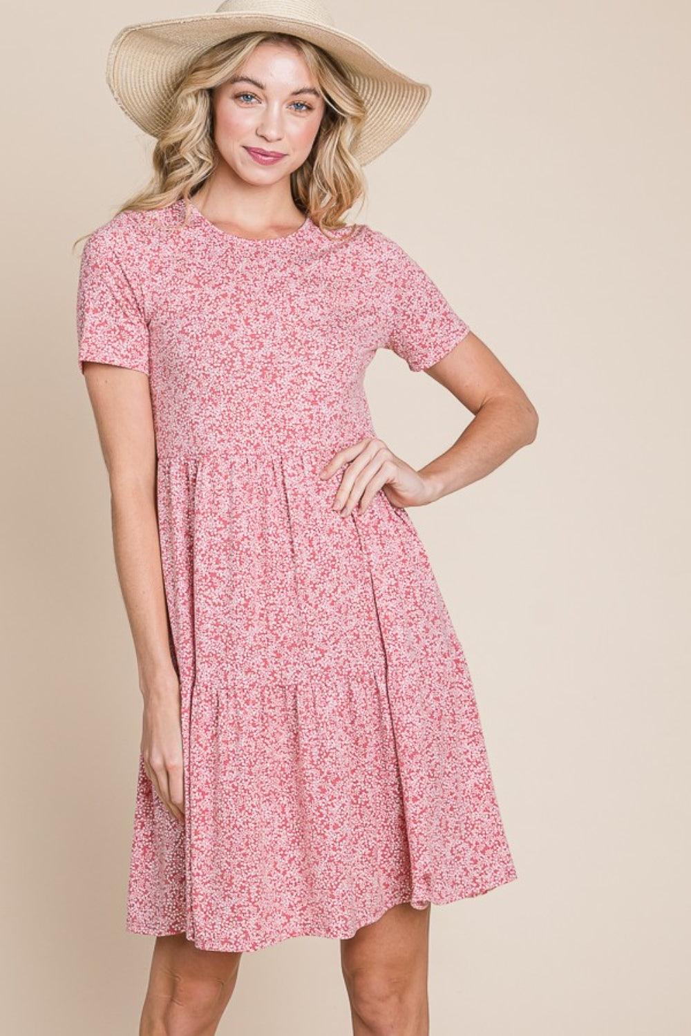 BOMBOM Printed Short Sleeve Mini Dress Carauana Store