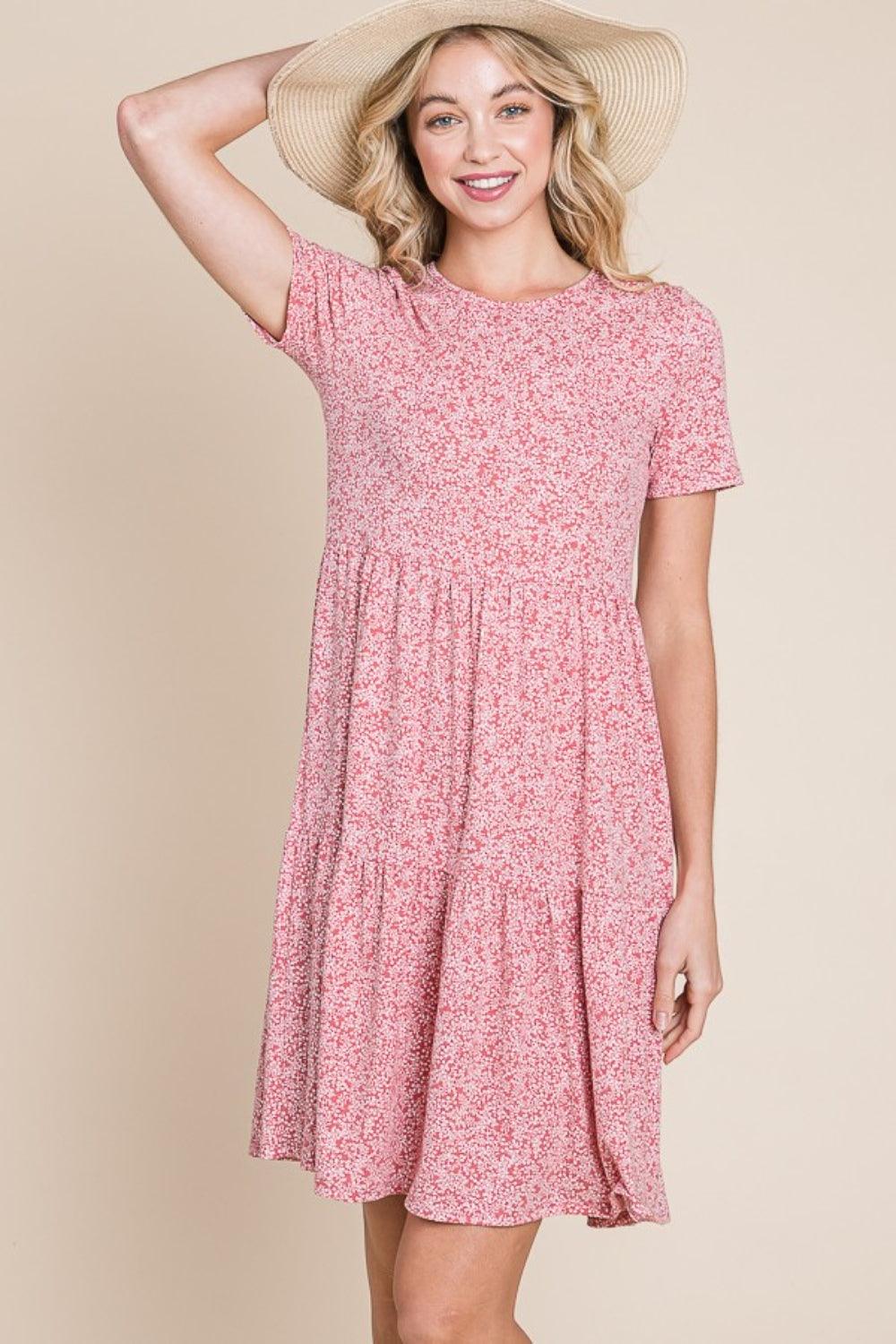 BOMBOM Printed Short Sleeve Mini Dress Carauana Store
