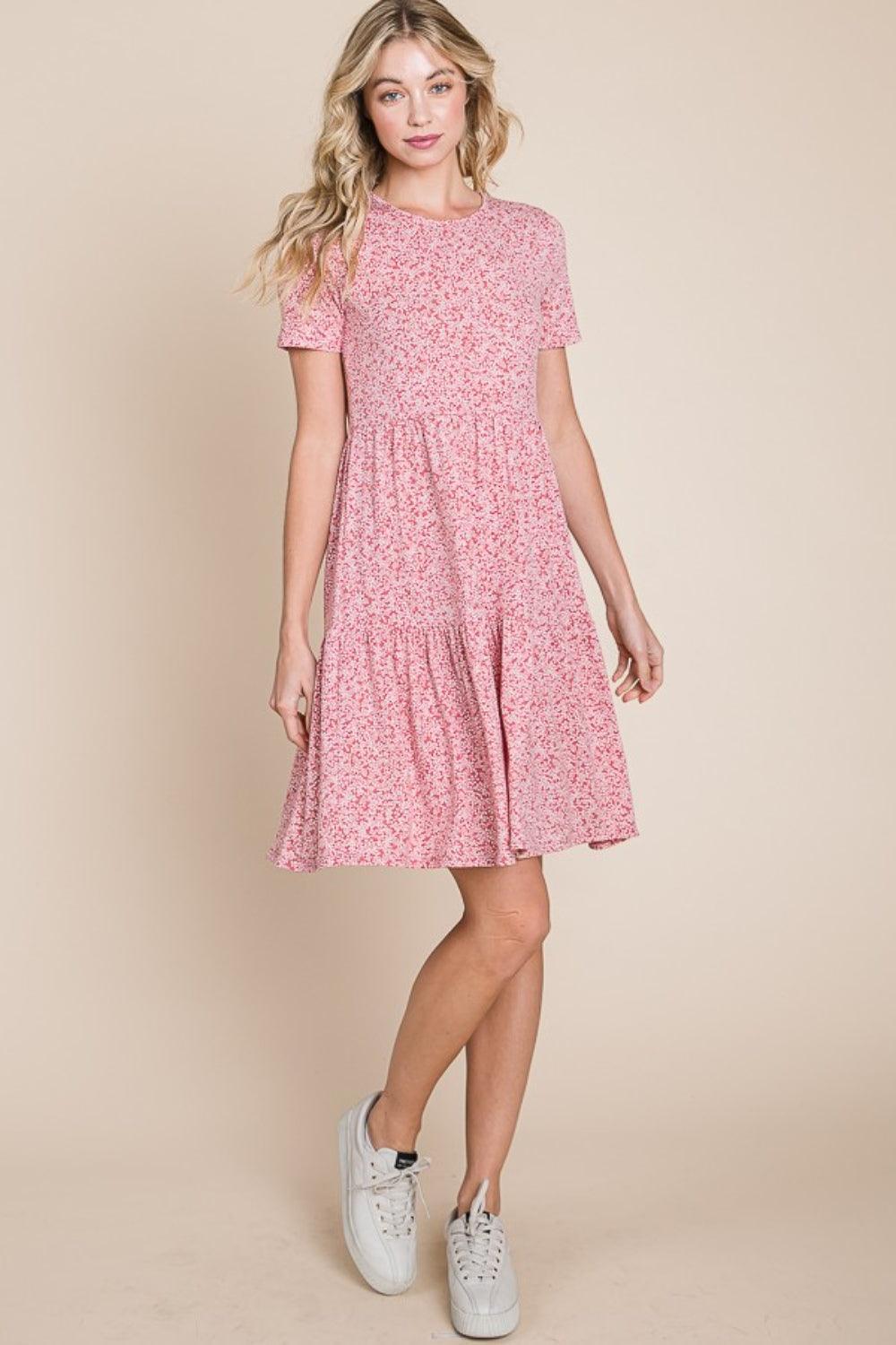 BOMBOM Printed Short Sleeve Mini Dress Carauana Store