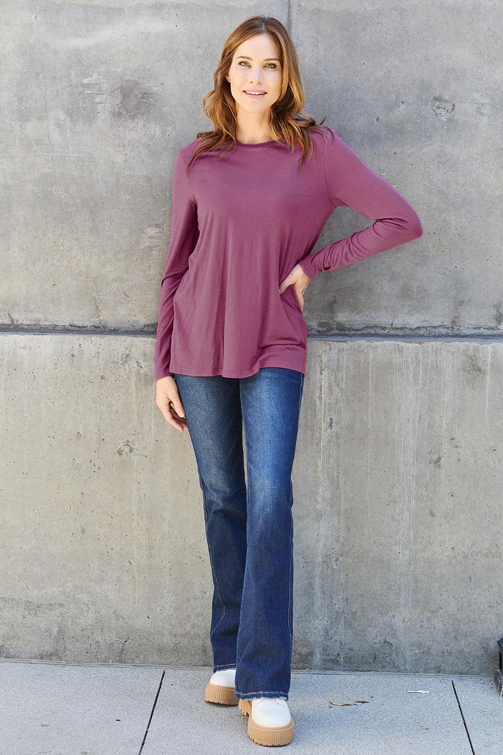 Basic Bae Full Size Round Neck Long Sleeve Top Carauana Store