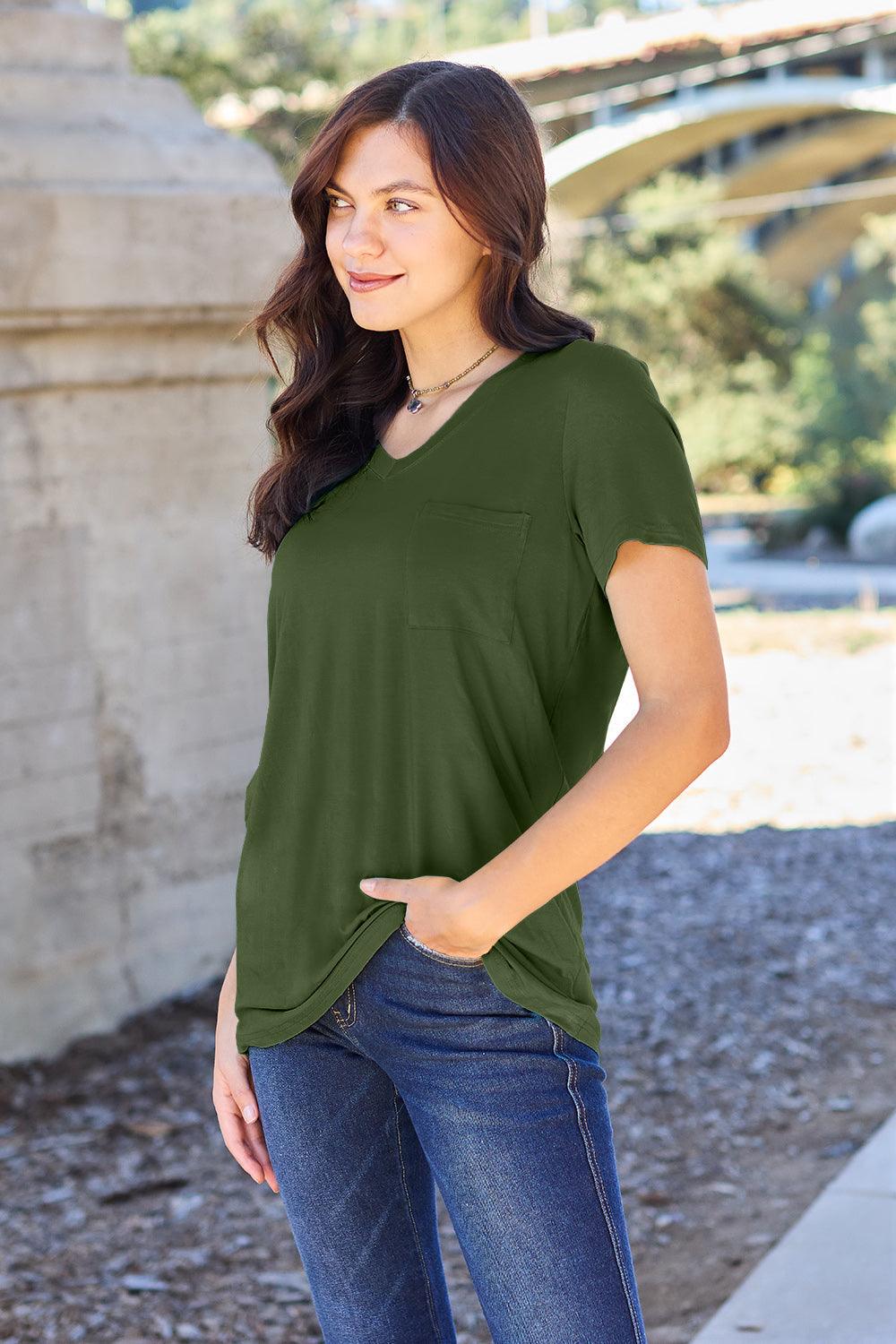Basic Bae Full Size V-Neck Short Sleeve T-Shirt Carauana Store