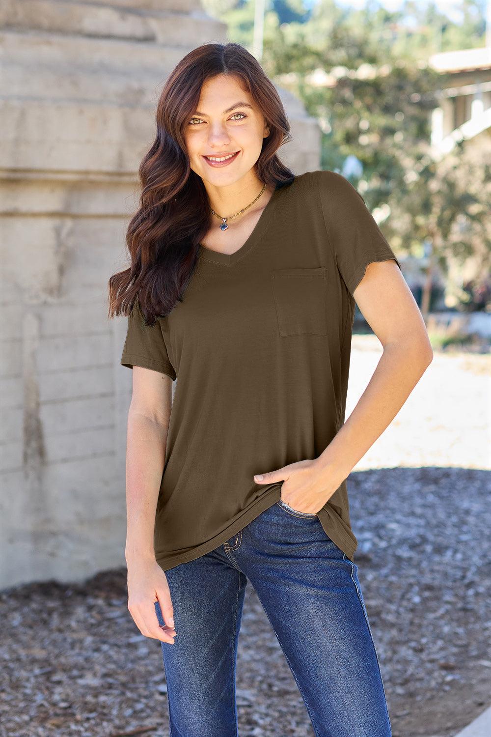 Basic Bae Full Size V-Neck Short Sleeve T-Shirt Carauana Store
