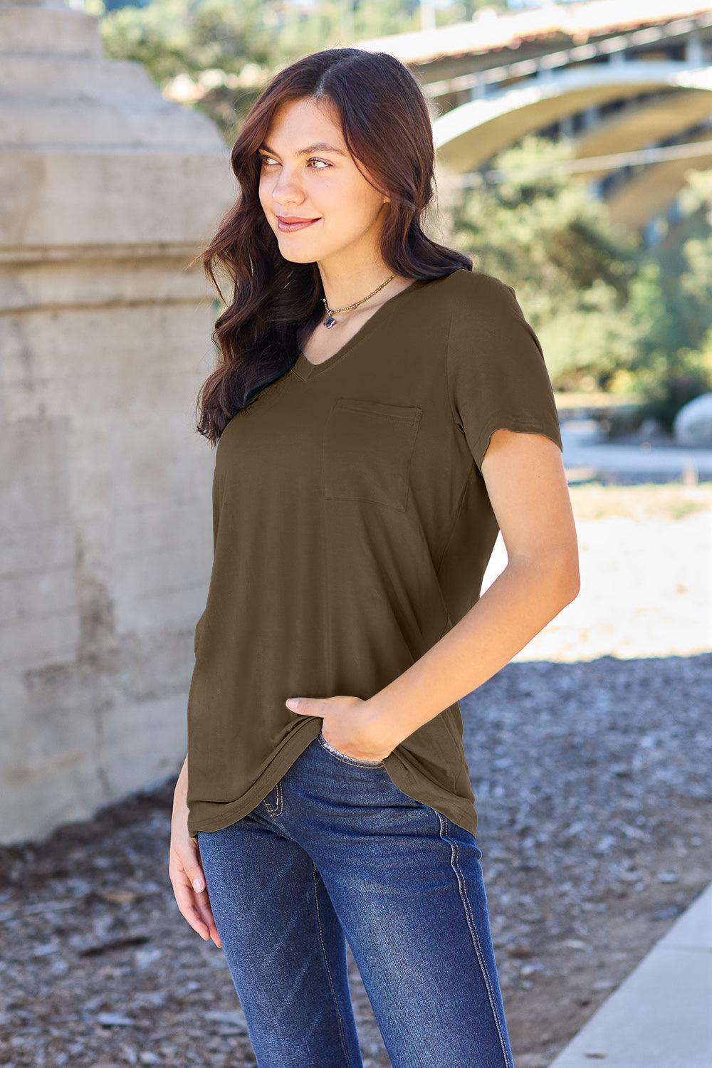 Basic Bae Full Size V-Neck Short Sleeve T-Shirt Carauana Store