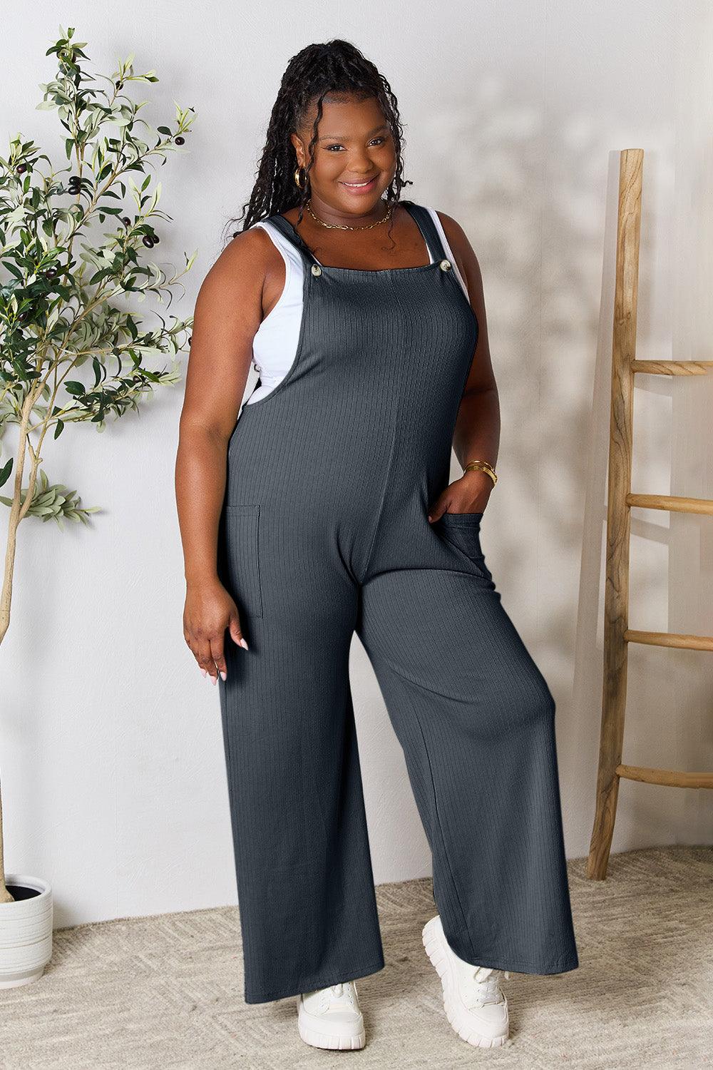 Double Take Full Size Wide Strap Overall with Pockets Carauana Store