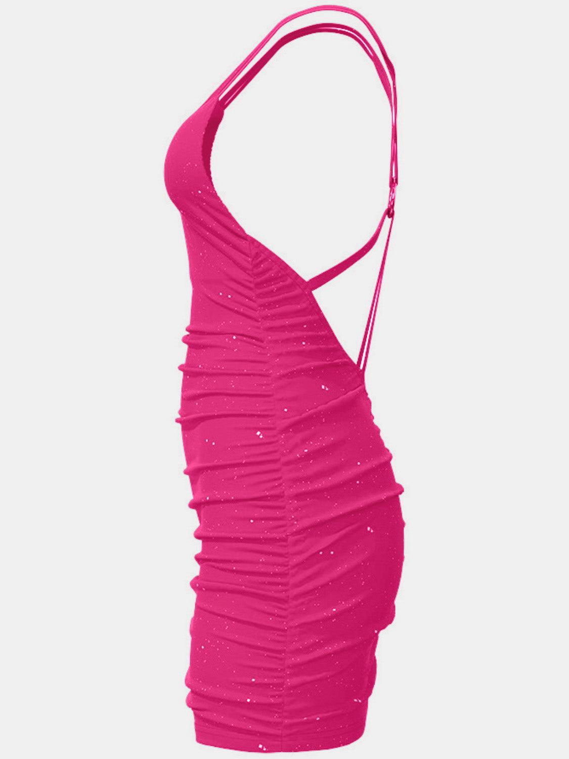Glitter Double Spaghetti Straps Mini Dress Carauana Store