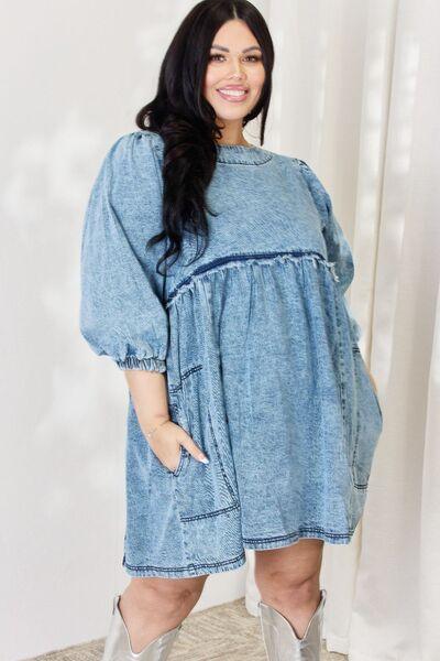 HEYSON Full Size Oversized Denim Babydoll Dress Carauana Store