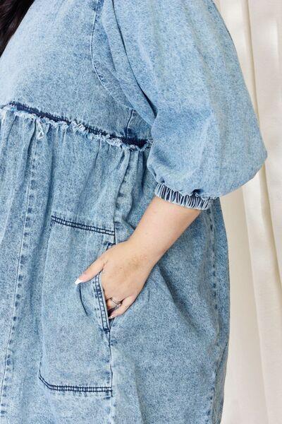 HEYSON Full Size Oversized Denim Babydoll Dress Carauana Store