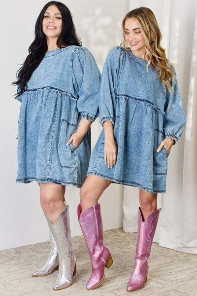HEYSON Full Size Oversized Denim Babydoll Dress Carauana Store