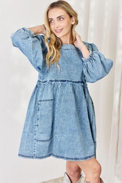 HEYSON Full Size Oversized Denim Babydoll Dress Carauana Store