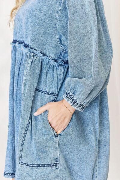 HEYSON Full Size Oversized Denim Babydoll Dress Carauana Store