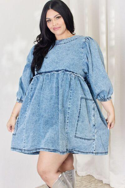 HEYSON Full Size Oversized Denim Babydoll Dress Carauana Store