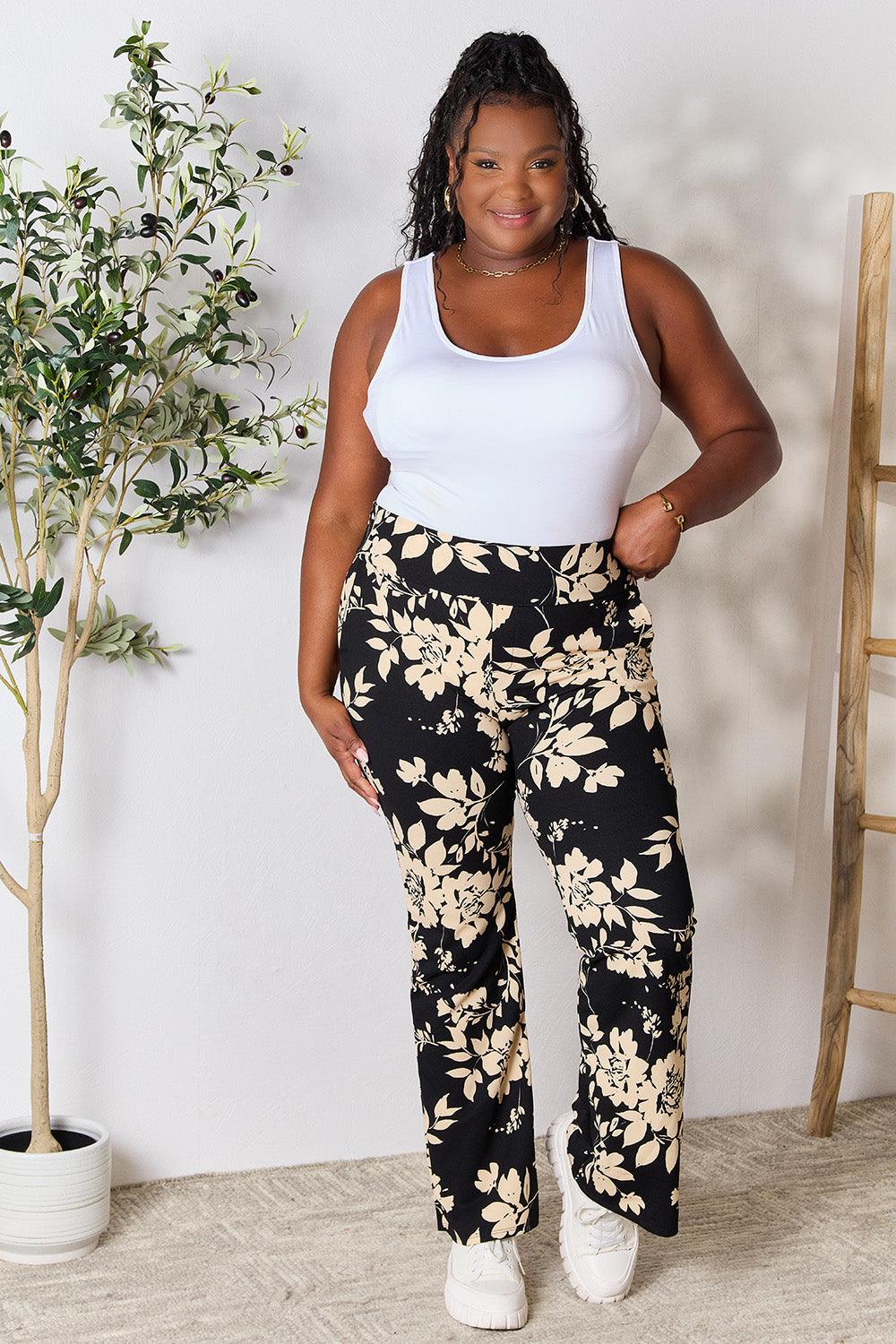 Heimish Full Size High Waist Floral Flare Pants Carauana Store
