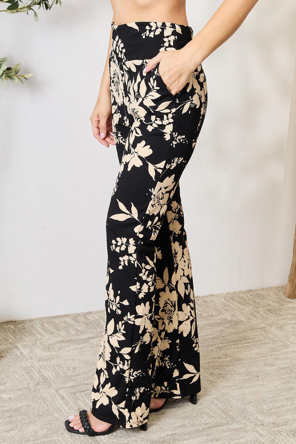 Heimish Full Size High Waist Floral Flare Pants Carauana Store