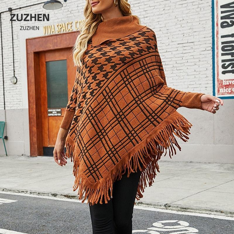 Knitted Shawl Women Warm Tassel Pullover Imitation Cashmere Carauana Store