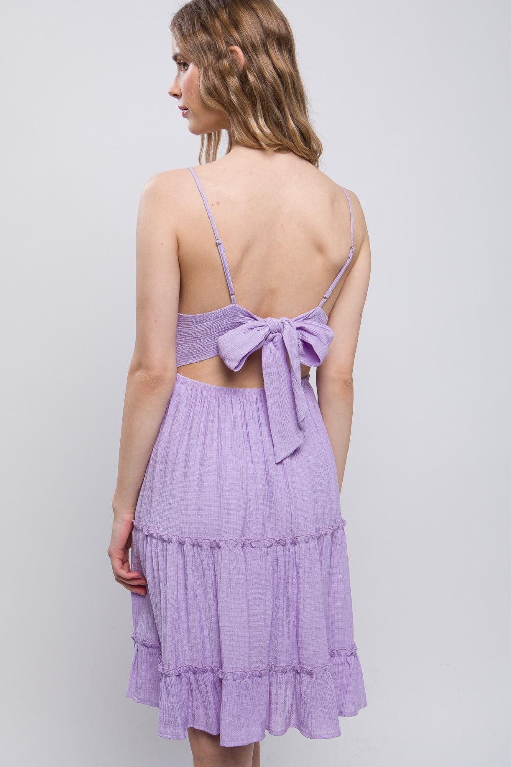 LOVE TREE Lace Detail Tied V-Neck Mini Cami Dress Carauana Store