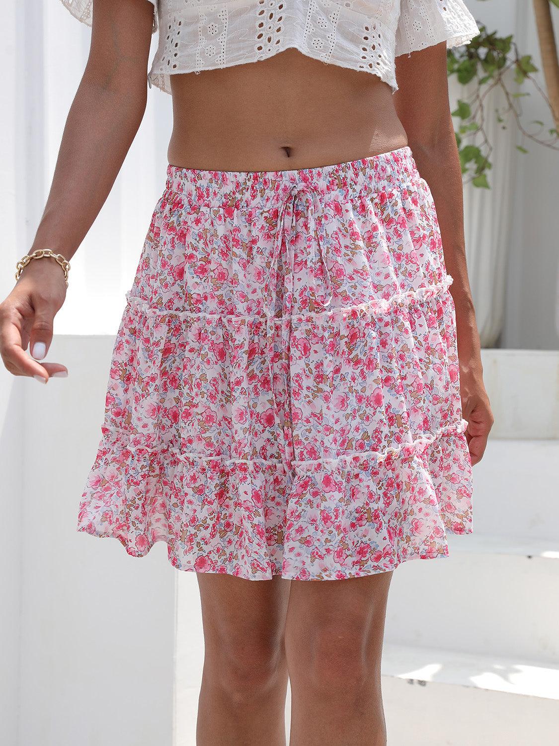 Printed Elastic Waist Mini Skirt Carauana Store