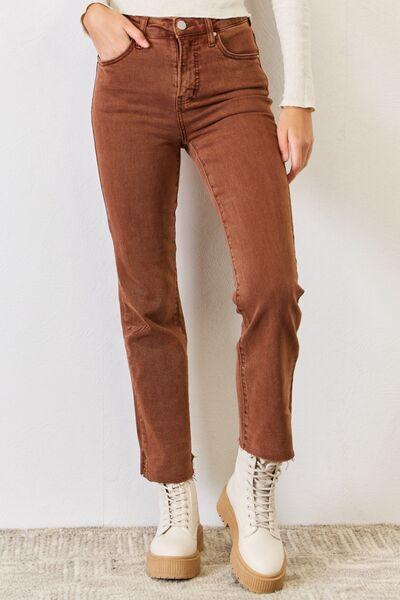 RISEN Full Size High Rise Tummy Control Straight Jeans Carauana Store