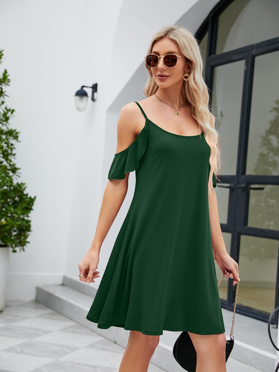 Ruffled Scoop Neck Mini Dress Carauana Store