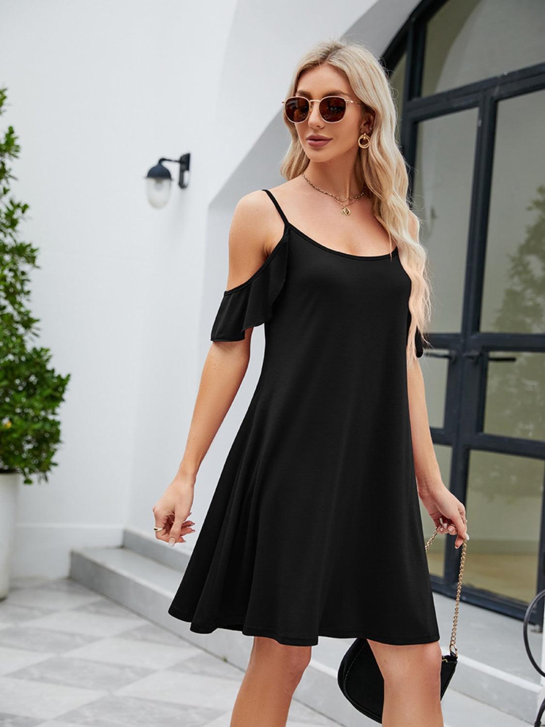 Ruffled Scoop Neck Mini Dress Carauana Store