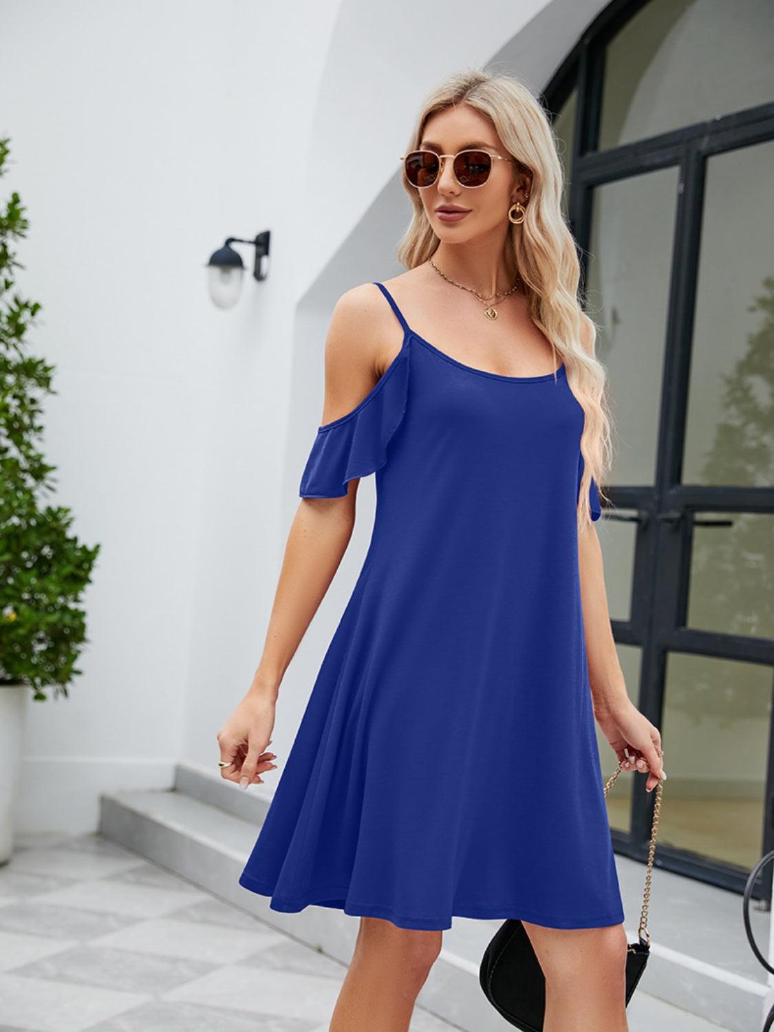 Ruffled Scoop Neck Mini Dress Carauana Store