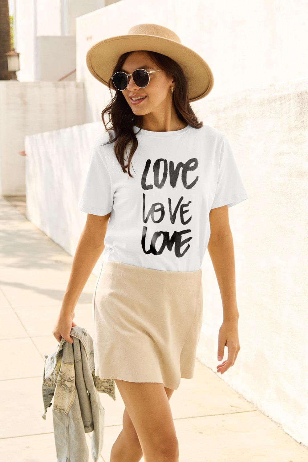 Simply Love Full Size LOVE Short Sleeve T-Shirt Carauana Store