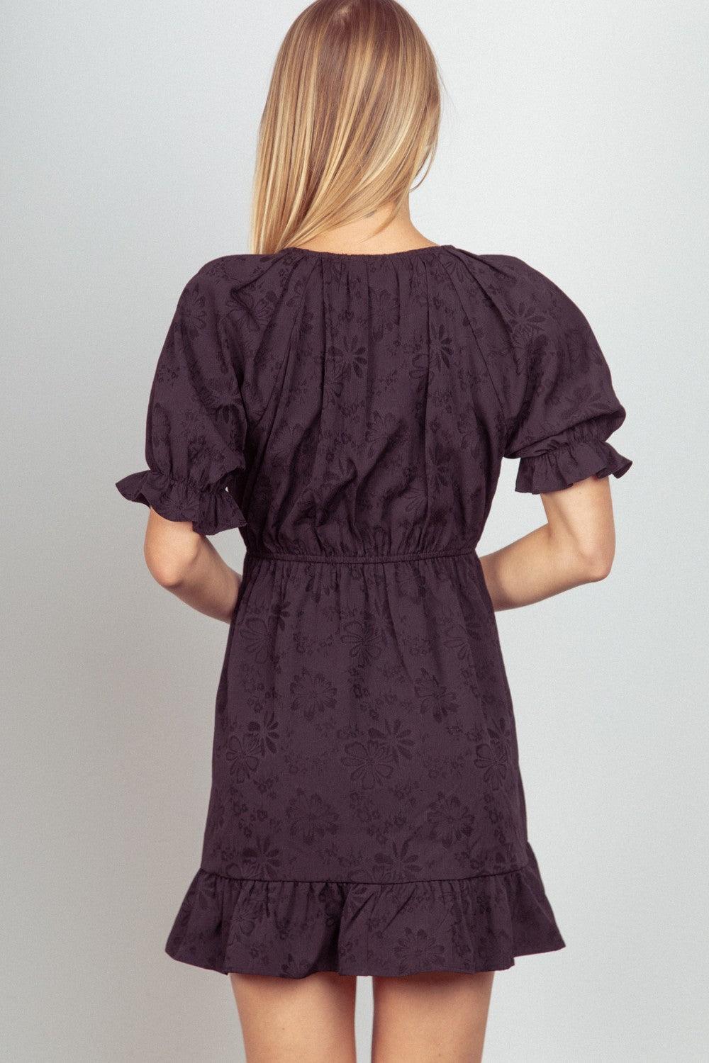 VERY J Floral Textured Woven Ruffled Mini Dress Carauana Store